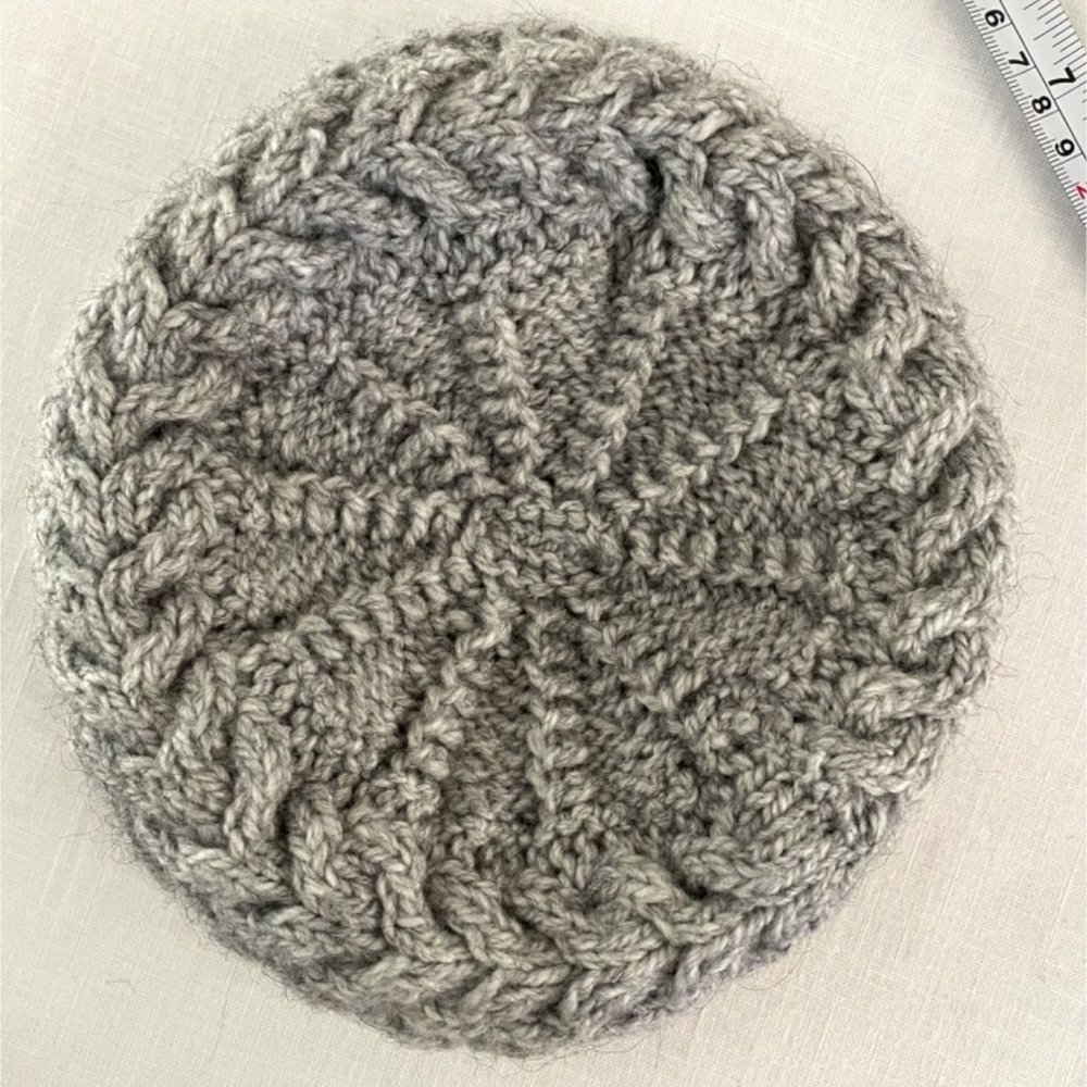 Handmade Knit Winter Kids Hat Cap Gray Cableknit OS - Picture 9 of 9